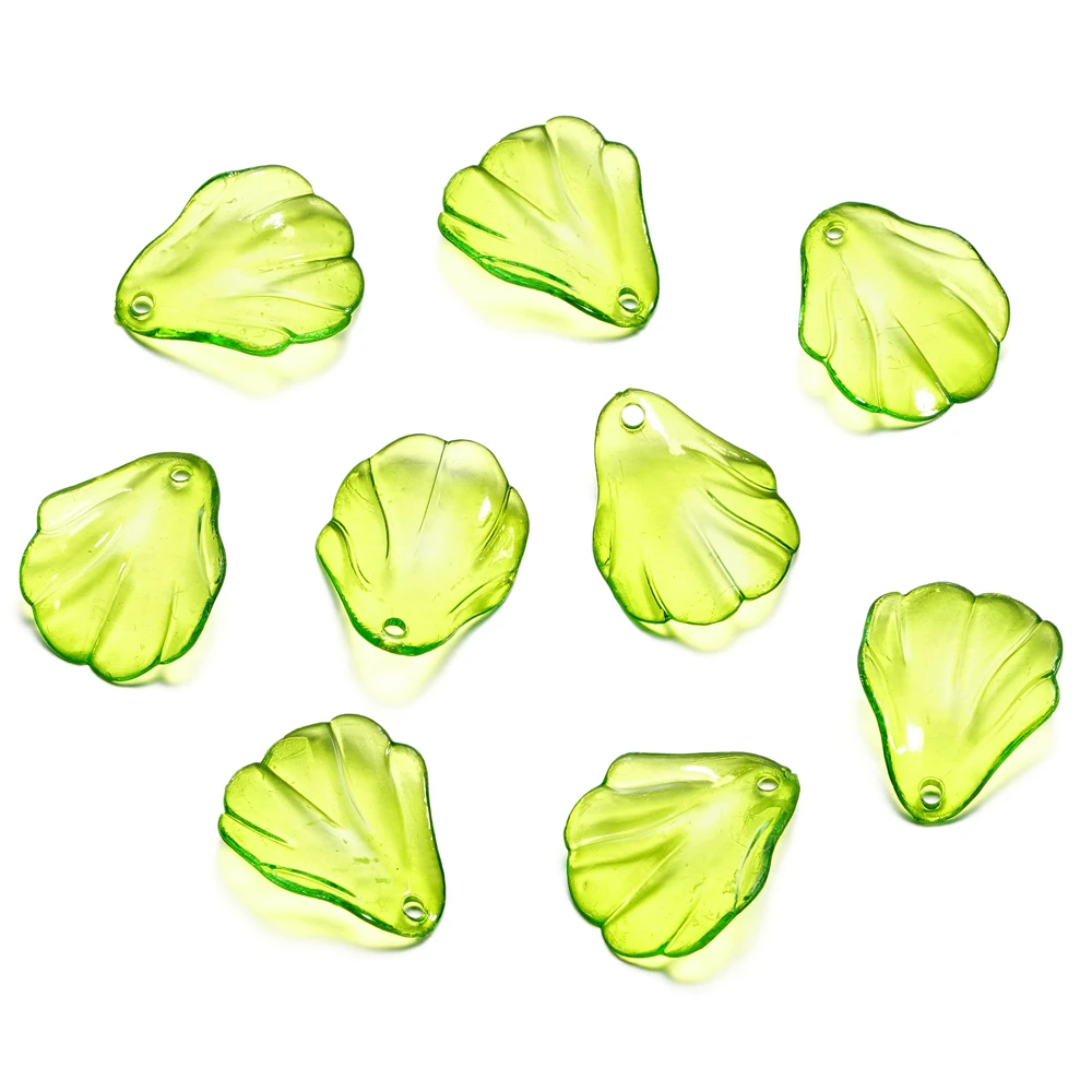 Set of Green Acrylic Leaf Charms for Jewelry Making and Crafts