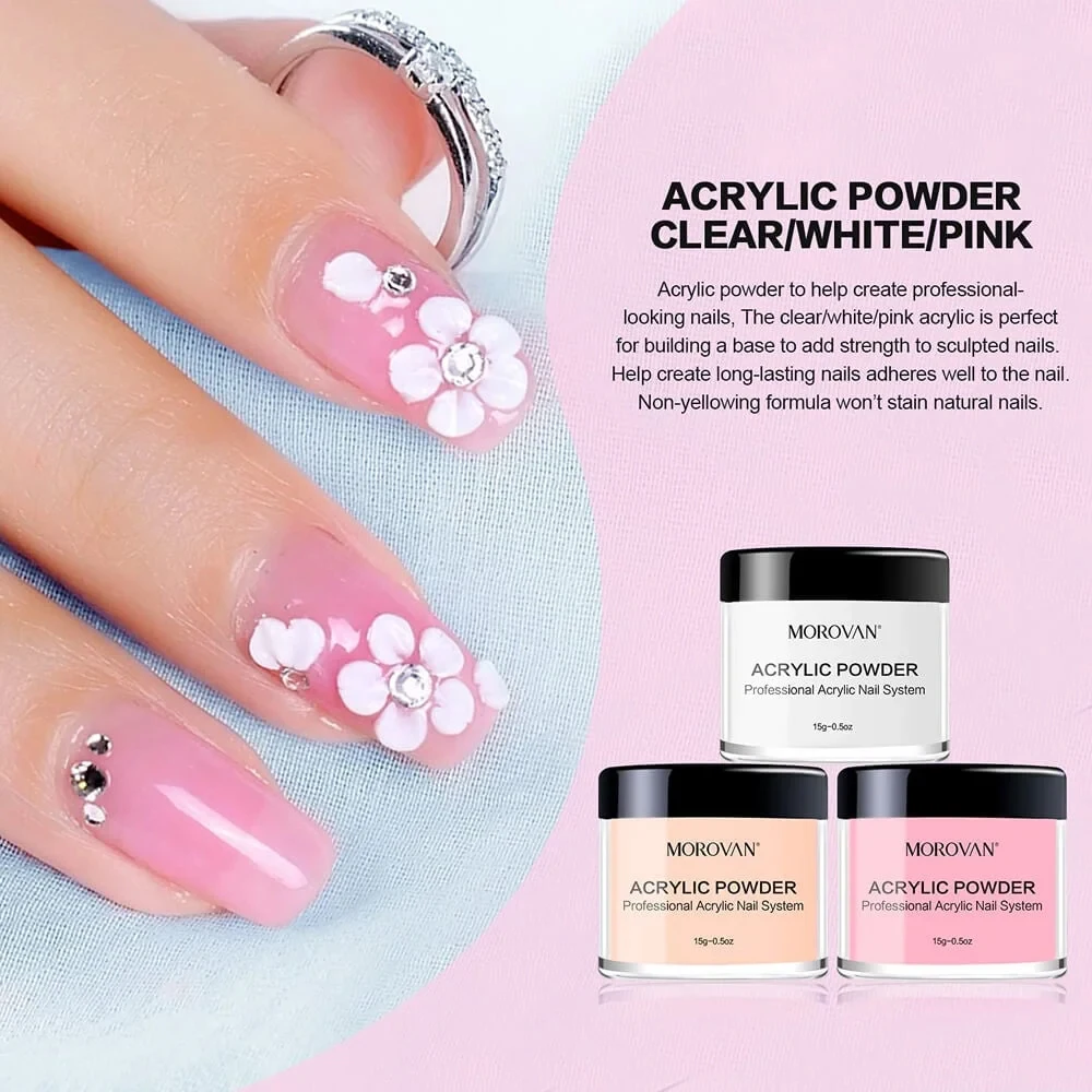 75ml Acrylic Liquid Powder Set with Professional Acrylic Nail Powder and Crystal Glass Cup for Nail Extension Carving