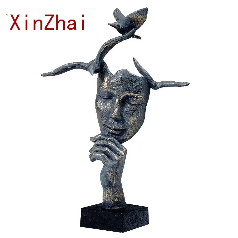 

VILEAD Abstract Figurine Interior Decoration Vintage Statue Resin Bird Head Sculpture Nordic Home Living Room Office Decor Craft