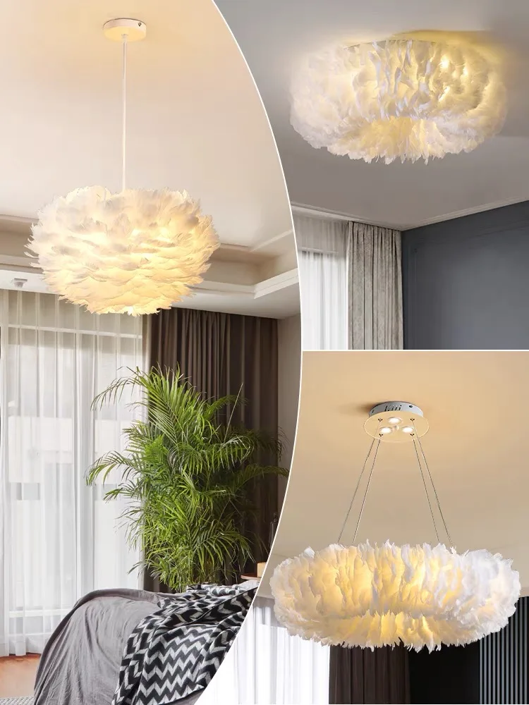Pendant lights modern feather ceiling chandelier for living room bedroom wedding