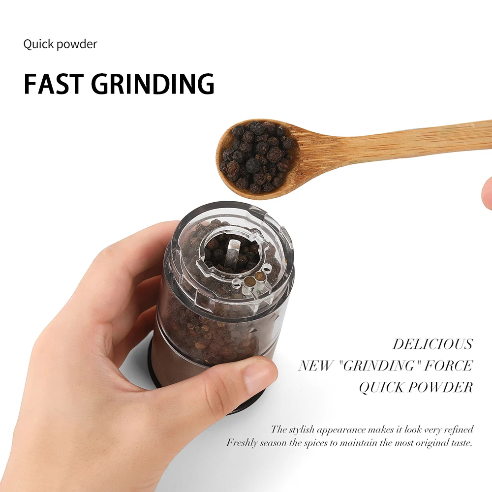 Stainless Steel Electric Pepper Grinder Portable One-handed operation Spice Grain Mill with Led Light for Home Kitchen Grinding Tool electric grinder pepper grinder