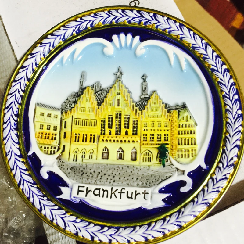 12CM European American TV Restaurant Background Wall Decoration Ceramic Plate Mediterranean Home Decor Tourist Souvenir Sunchamo 2
