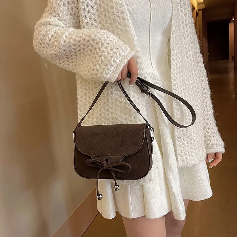 Xiuya Brown Vintage Shoulder Bag for Women Simple Fashion Casual Square Korean Fashion Handbag Luxury Elegant New Aesthetic Bags
