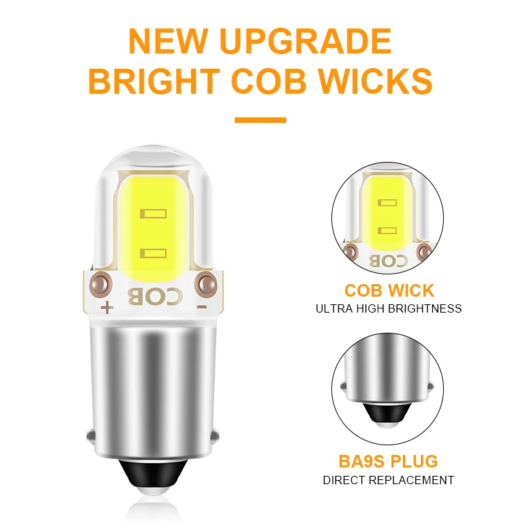 Dropship 10x BA9S Car LED T4W H6W W5W LED CANBUS COB 2LED Bulb Car Interior  License Plate Light Marker Reading Auto Lamp White to Sell Online at a  Lower Price