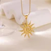 Collier géométrique en acier inoxydable pour femmes, pendentif tournesol, chaîne de clavicule, accessoires de bijoux esthétiques