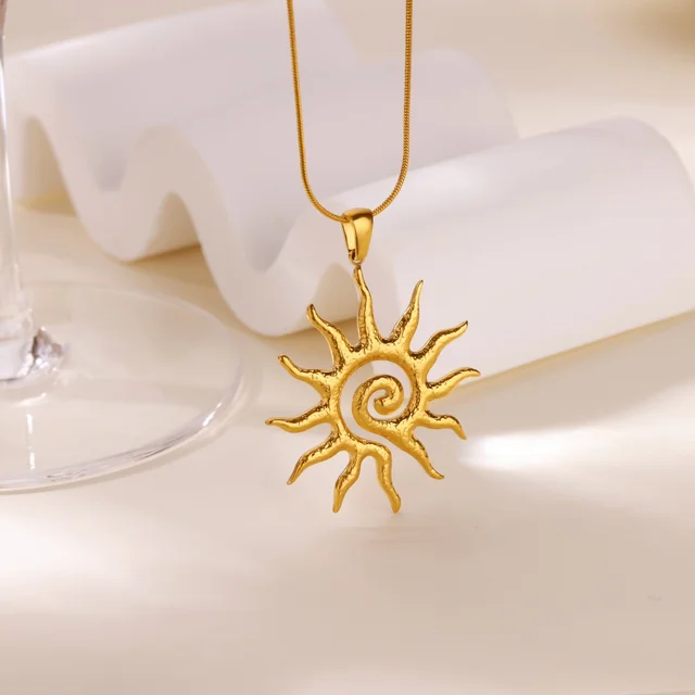 Collier géométrique en acier inoxydable pour femmes, pendentif tournesol, chaîne de clavicule, accessoires de bijoux esthétiques