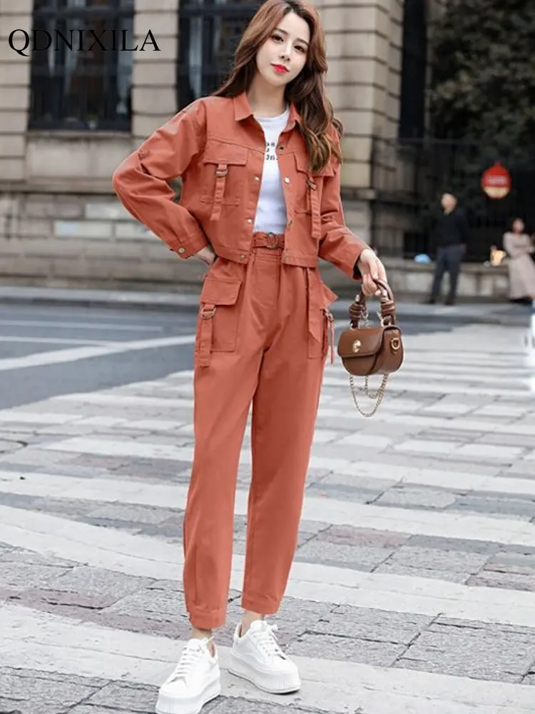 

Spring and Autumn 2023 New In Matching Sets Tracksuit Women Fashion Two Piece Set Fashion Tooling Korean Style Streetwear Suit