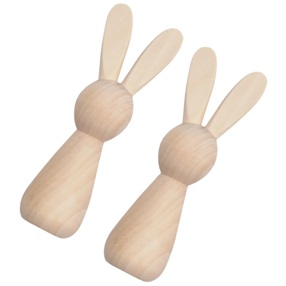

2Pcs DIY Unfinished Rabbit DIY Graffiti Mini Wood Bunny Unpainted Wooden Bunny