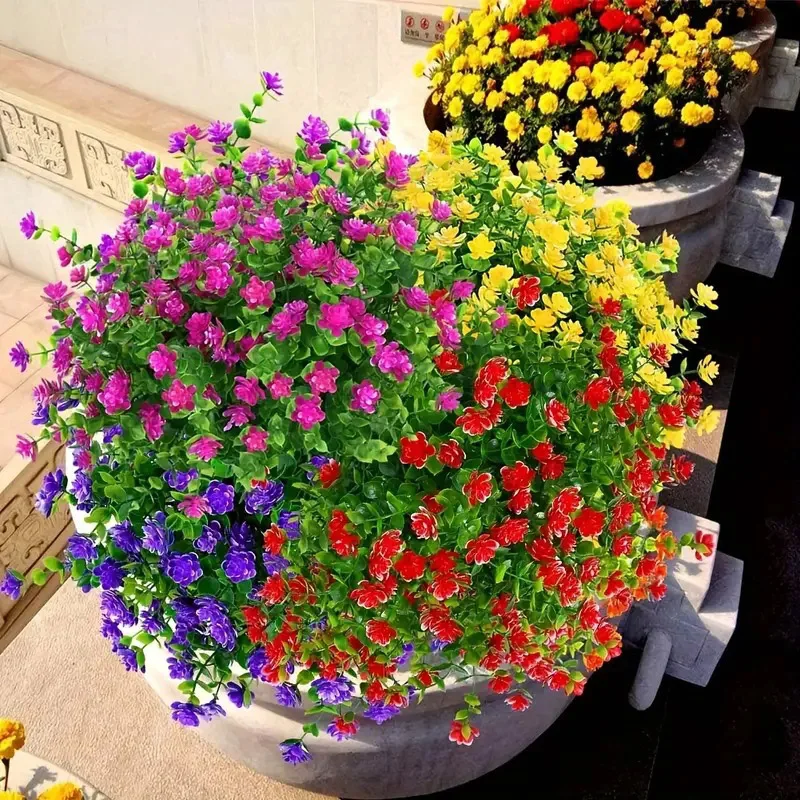 Artificial Flowers Bundle Outdoor UV Resistant Shrubs Plants Home Garden Outdoor Ceremony Wedding Arch Floral Decoration 1 Bundle