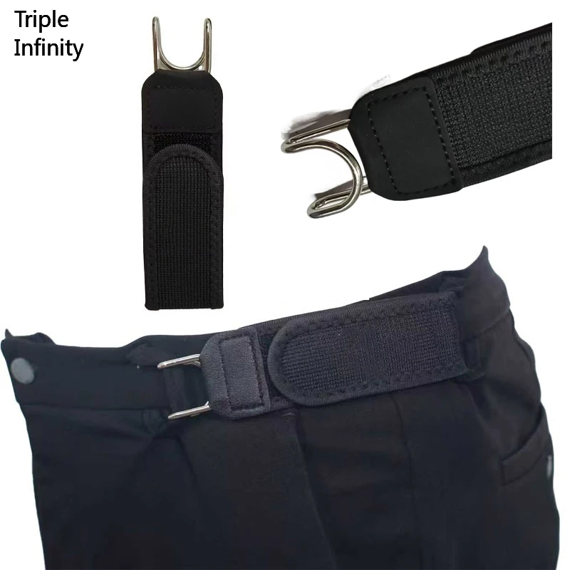 Innovative Elastic Invisible Men's Belt - Black Stretch Velcro with Metal Hook, Ideal for Outdoor and Work Pants