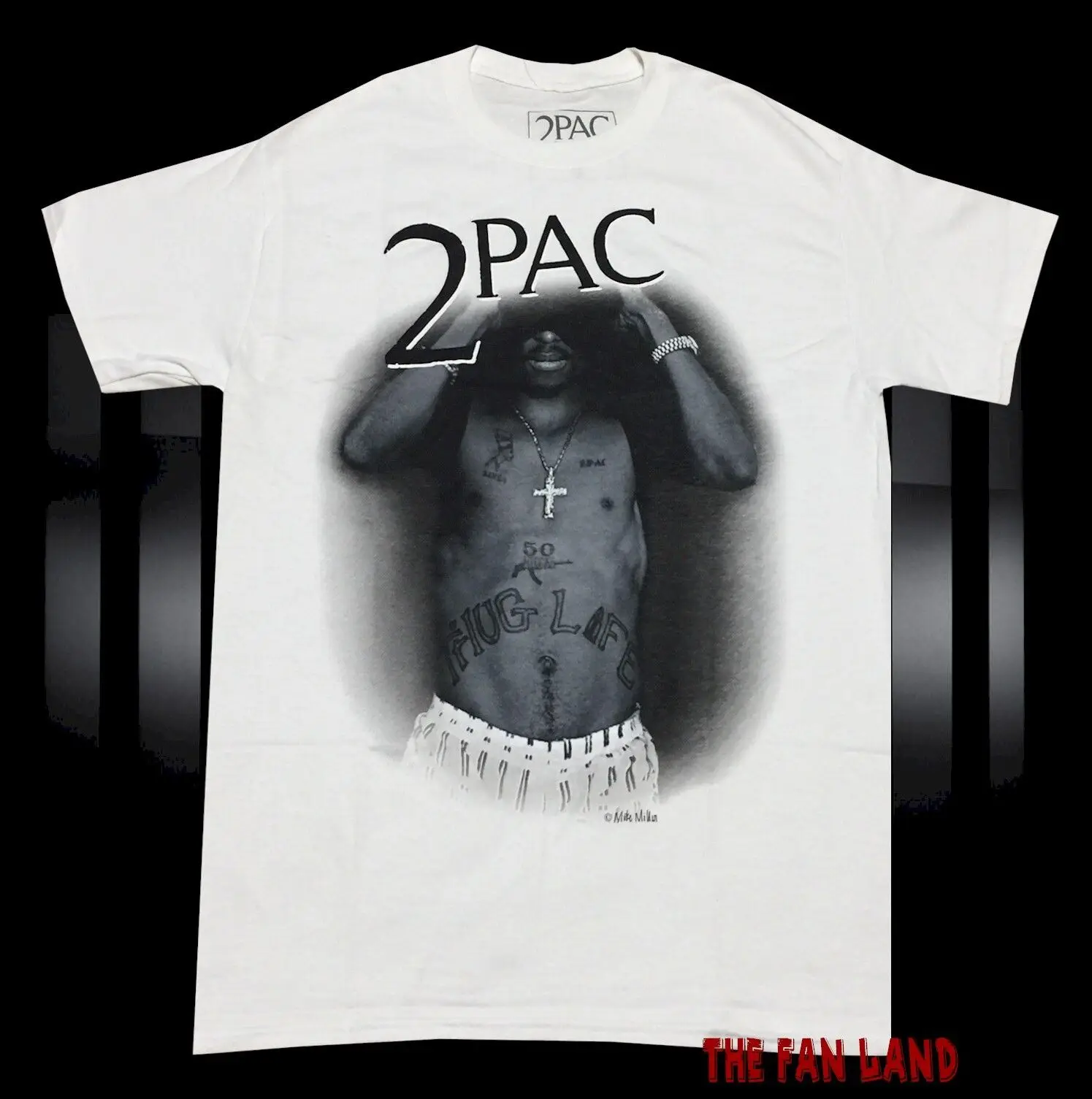 Nuova T-Shirt Vintage Da Uomo Tupac Shakur 2 Pac 90S Bianca Rap
