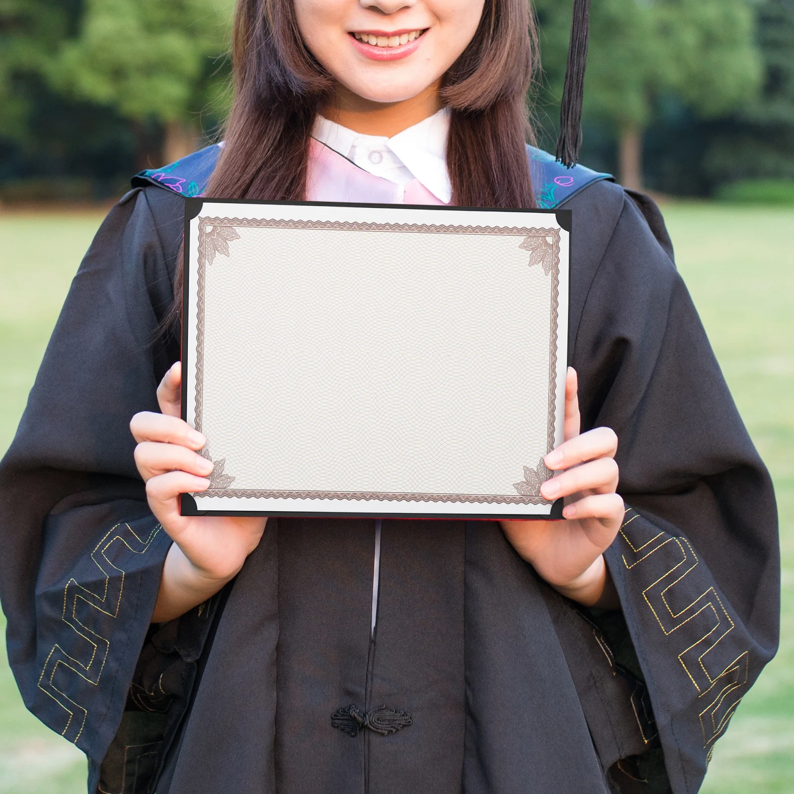 10개 빈 명예 증서 용지 인쇄 가능 쓰기 가능 A4 디플로마 테두리 부드럽고 둥근 오래 지속되는 증서