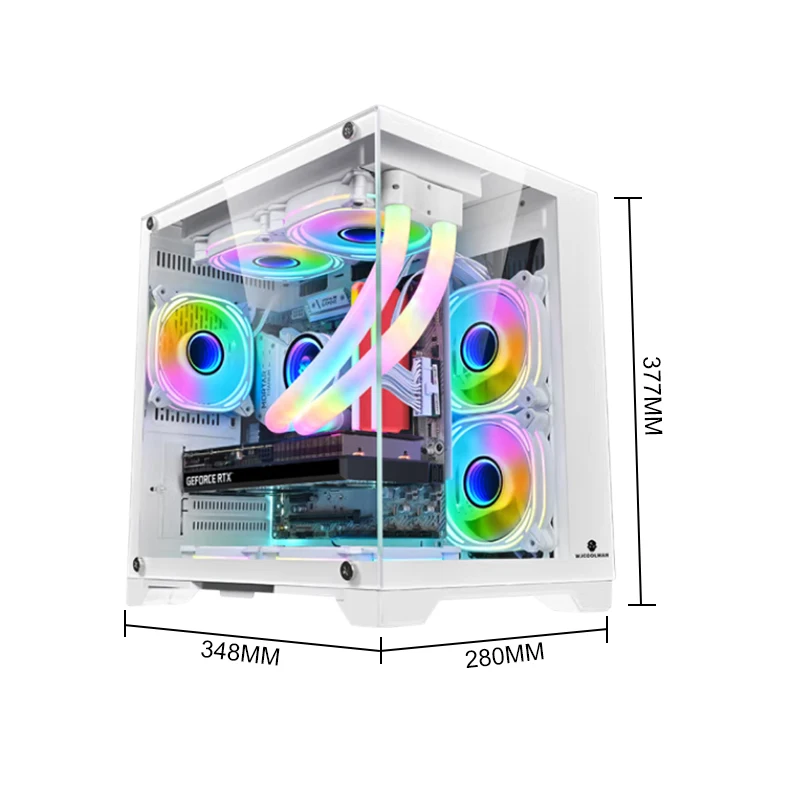 Black MINI Gaming Computer Case MATX Panoramic Side Transparency Without Pillars Support 240 120 WaterCooler Desktop Chassis