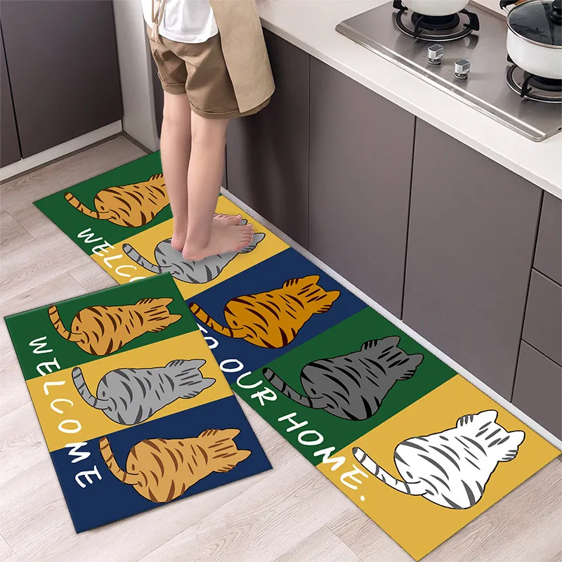 thumbnail image 1 of Alfombra de cocina antideslizante con estampado de dibujos animados, alfombra lavable para la entrada del hogar, alfombra para la puerta de la sala de estar, alfombra para el dormitorio, 1 of 5