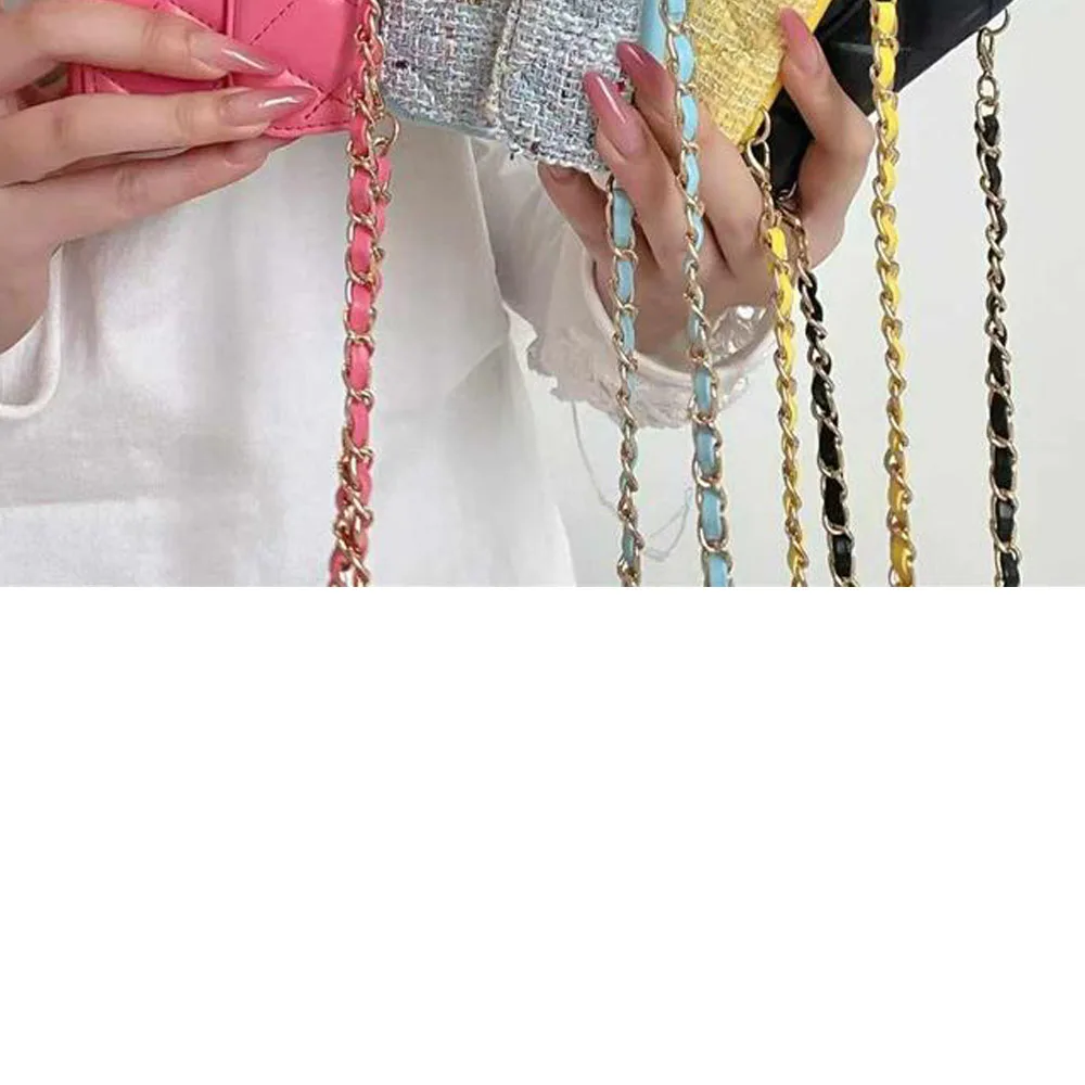 Luxury Vintage Mini Handbag Wallet Leather Case with Crossbody Metal Chain