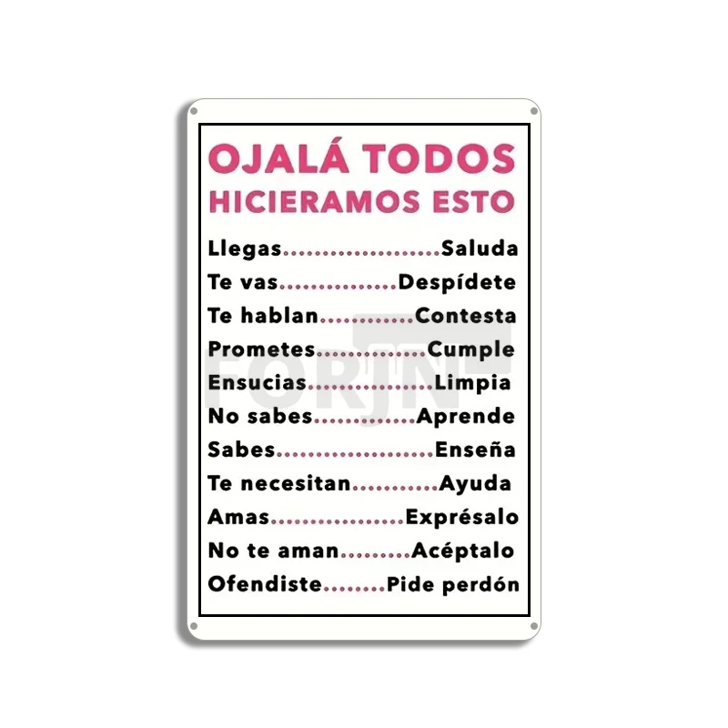 Inspirational Spanish Quote Metal Wall Art - Minimalist Black and White Decor