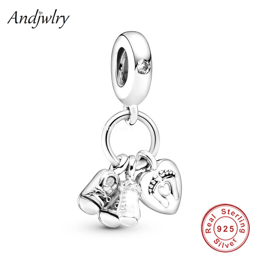 Fit Original Bracelet 925 Sterling Silver Baby Carriage and Bottle Nipple Dangle Charm Bead Necklace Bangle Jewelry Berloque 3