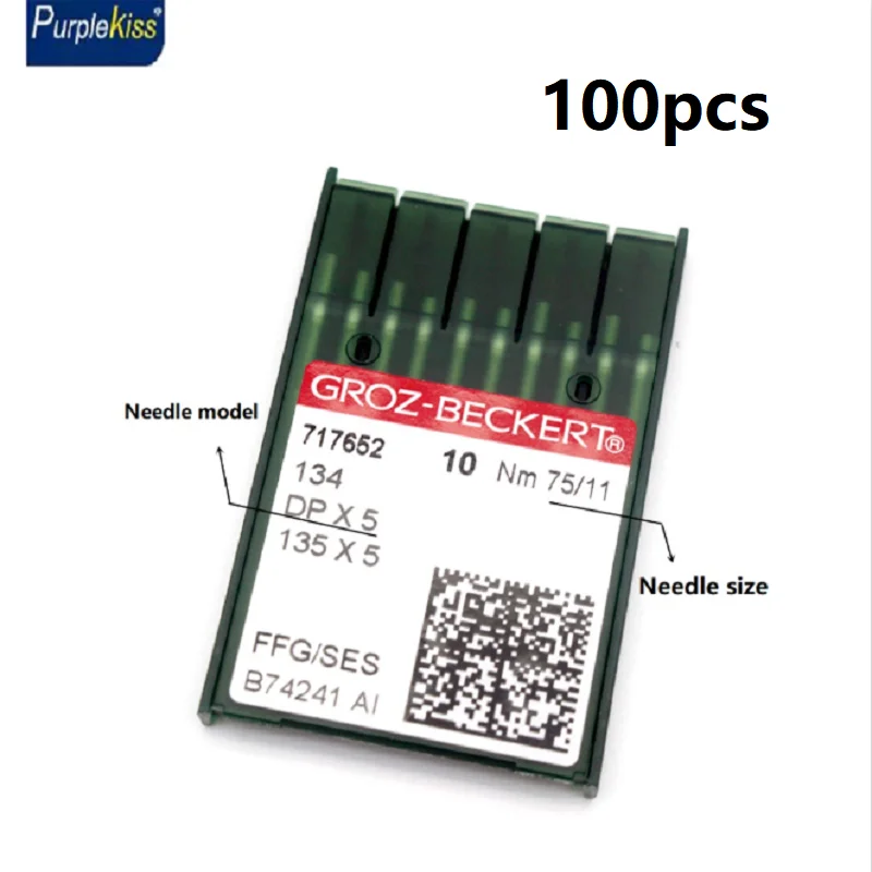 Pack De 20 Agujas Groz-Beckert 134/135X5 Para Máquinas De Coser Singer, Pfaff Y Otras Marcas - Tamaños 9 A 21 (65 A 130 Métrico)