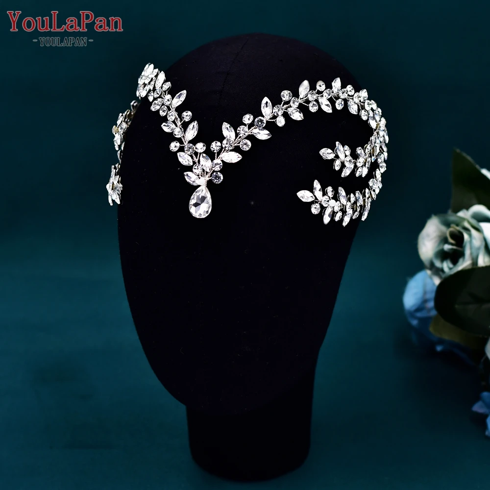 YouLaPan Crystal Forehead Tiara Bridal Hair Accessories Rhinestones Headband for Woman Wedding Jewelry Decoration HP599