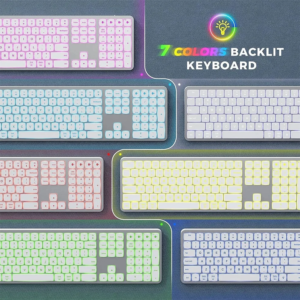 Mofii-rgb Teclado Bluetooth sem Fio Tamanho Completo Multiuso Recarregável Luz de Fundo para Tablet e pc - Imagem 3