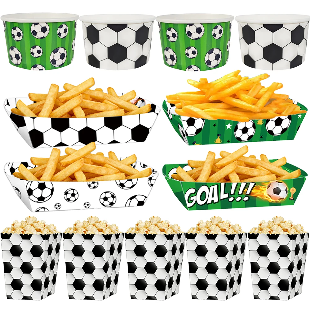Fußball-Papiersnackschalen Einweg-Dessert-Papierbecher Geburtstagsparty-Zubehör Fußball-Themen-Geburtstagsparty-Dekorationen