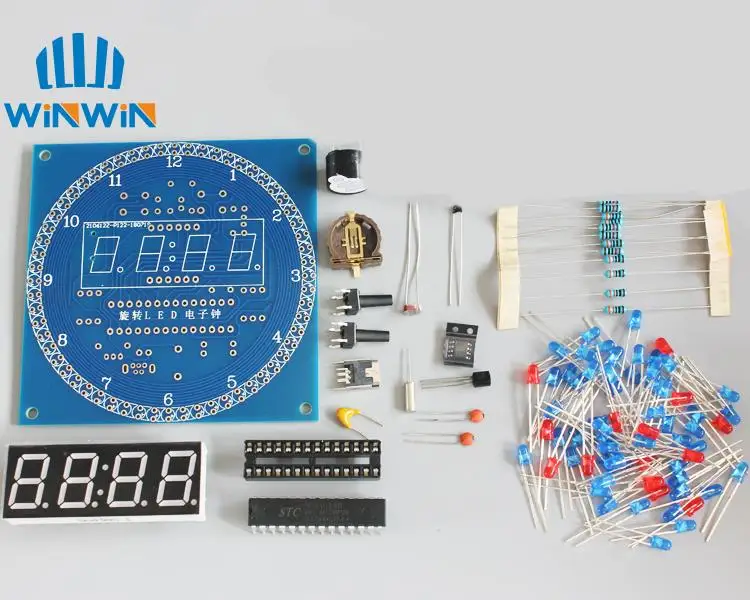 DIY Rotating Digital LED Display Module Alarm Electronic Digital Clock Kit 51 SCM Learning Board 5V DS1302