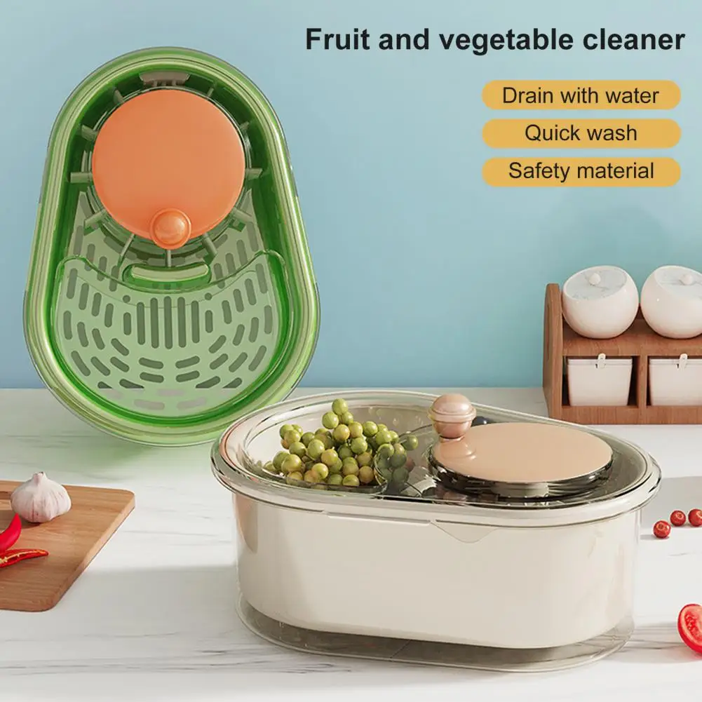 Fruit Cleaner Quick Fruit Gadget Efficient Fruit Vegetable Washer with Capacity Spinner Bowl Detachable Brush Drain for Easy 2