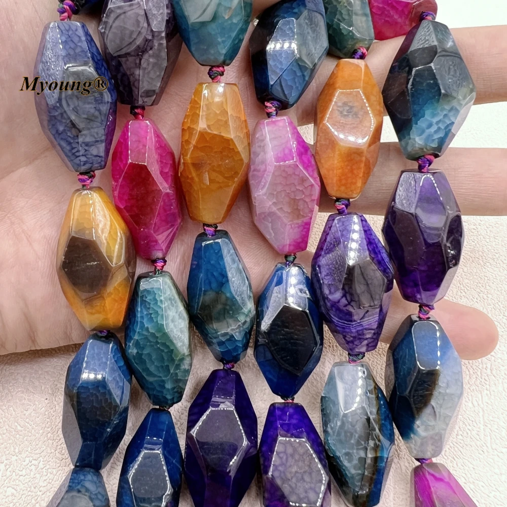 

12 шт., крупные граненые разноцветные бусины для ювелирных изделий, 15 х30 мм