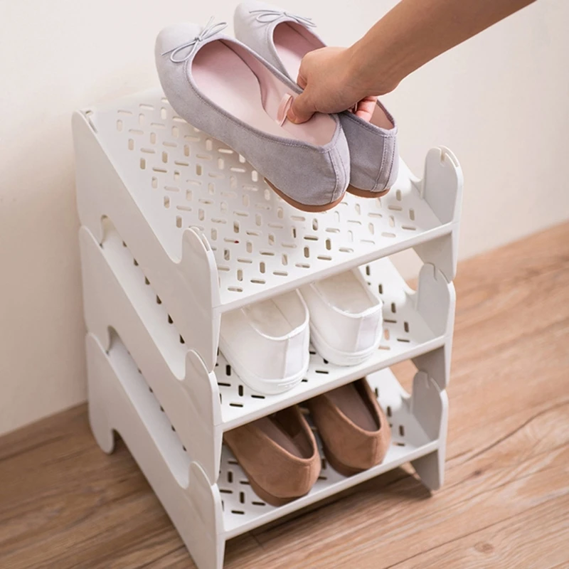 Stackable Shoe Storage Rack Hollow Pattern Footwear Holder G5AB 2