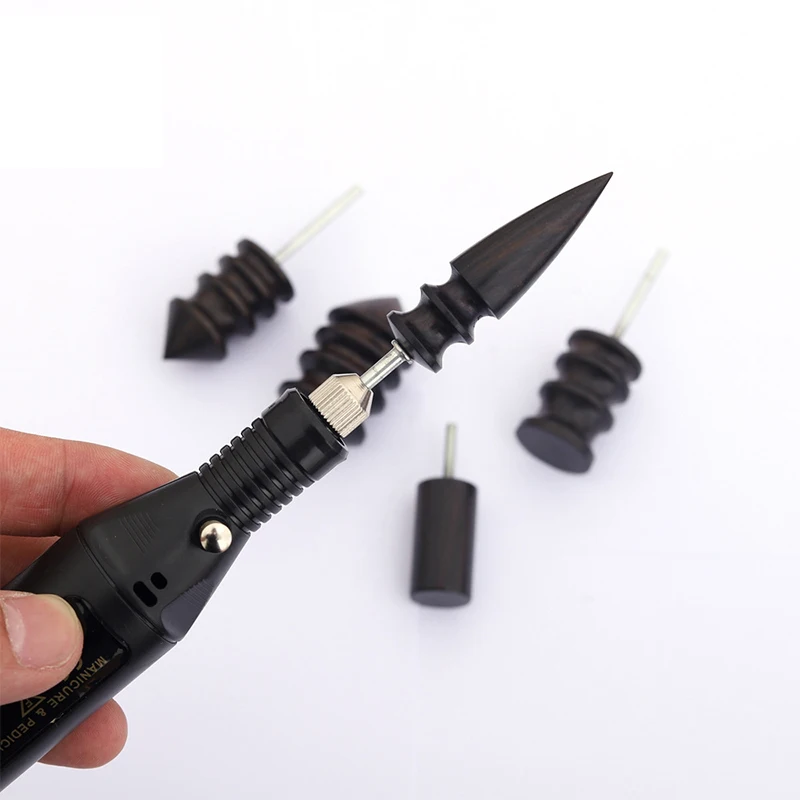 Black Ebony Wood Leather Burnisher Polished Rods Leather Craft Edge Slicker Tool Electric Polished Tip Head DIY Rotary Sets,leather craft tool kit,leather craft tools