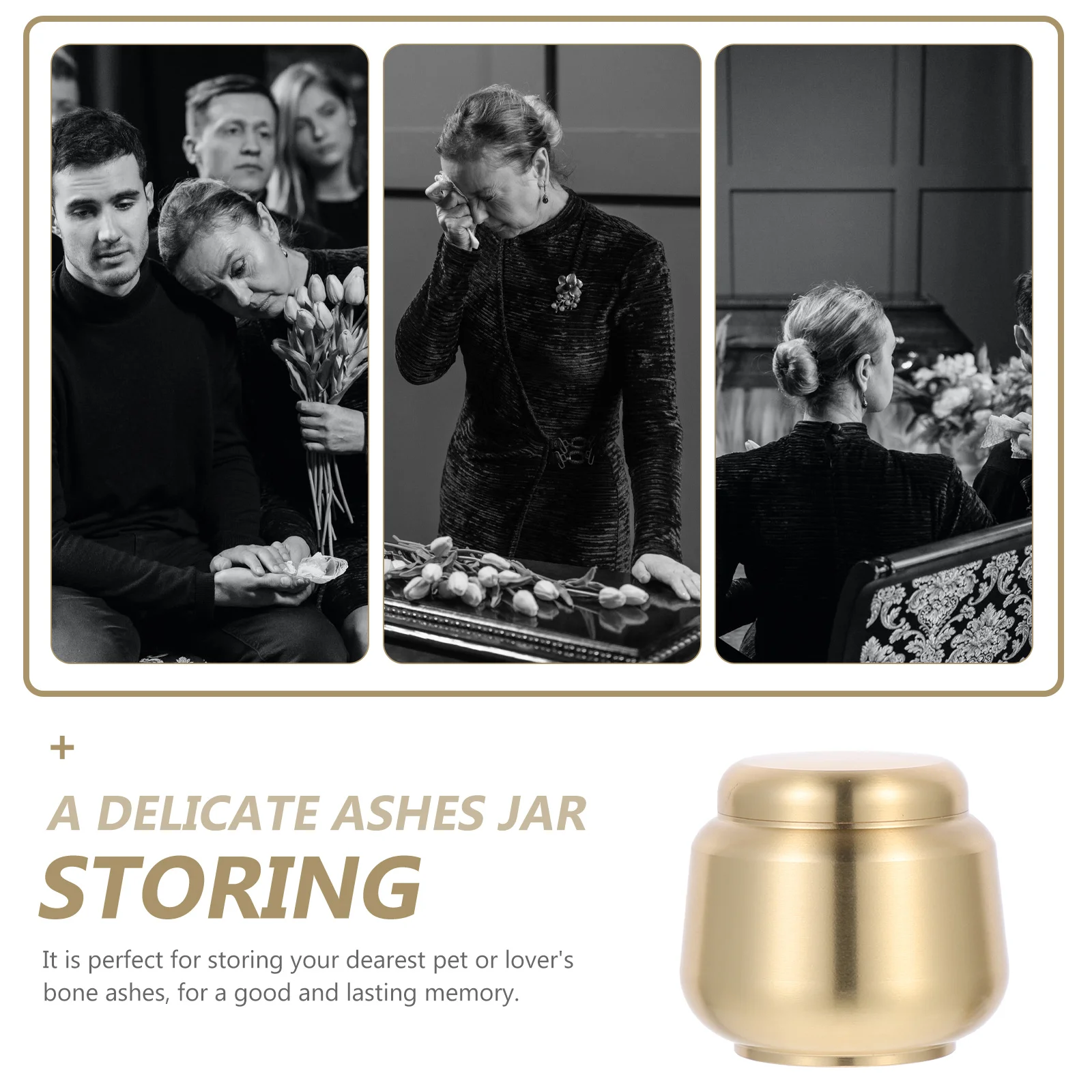 Human Urn Commemorative Pet Casket Cinerary Holder Copper Tea Canister Funeral Cat Ash Ashes Jar