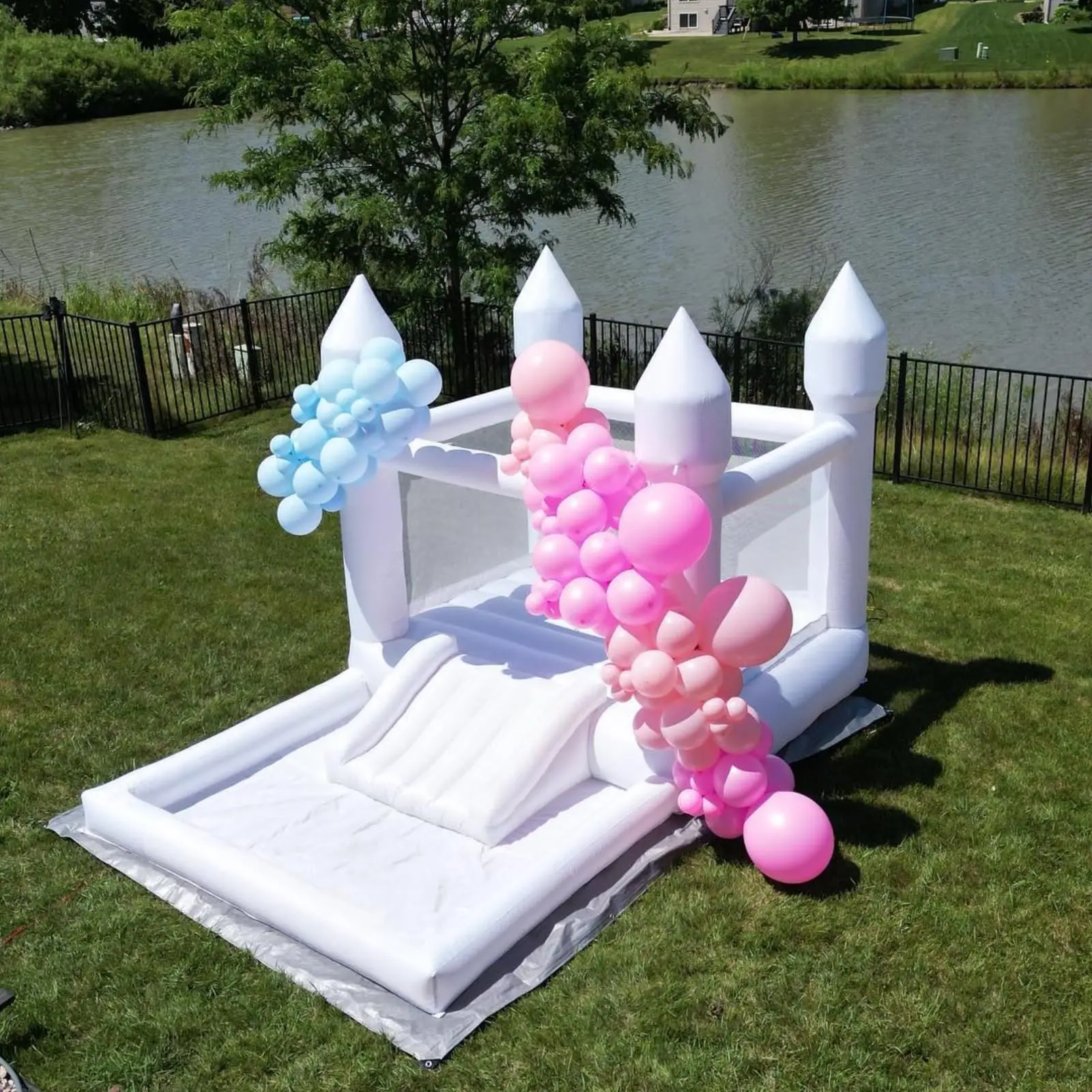 PVC Inflatable White Bounce House Professional Jumping Bouncy Castle Bouncer with Ball Pit&Air Blower For Kids Wedding Party 2