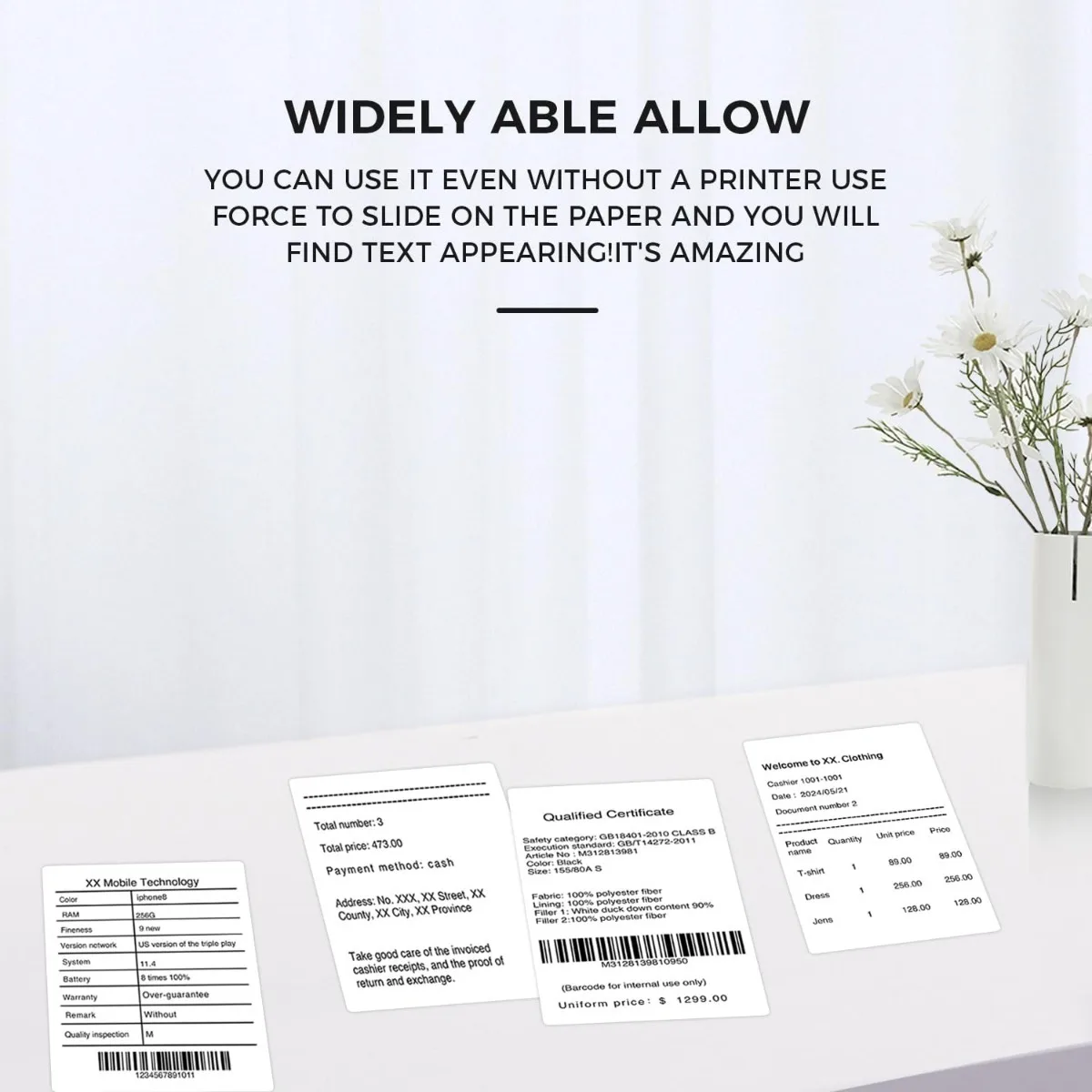 Thermal Labels For Phomemo M110/M221/M220/M120/M200 Label Printer,1.97''x3.15''(50x80mm), 100 Labels/Roll, Black on White