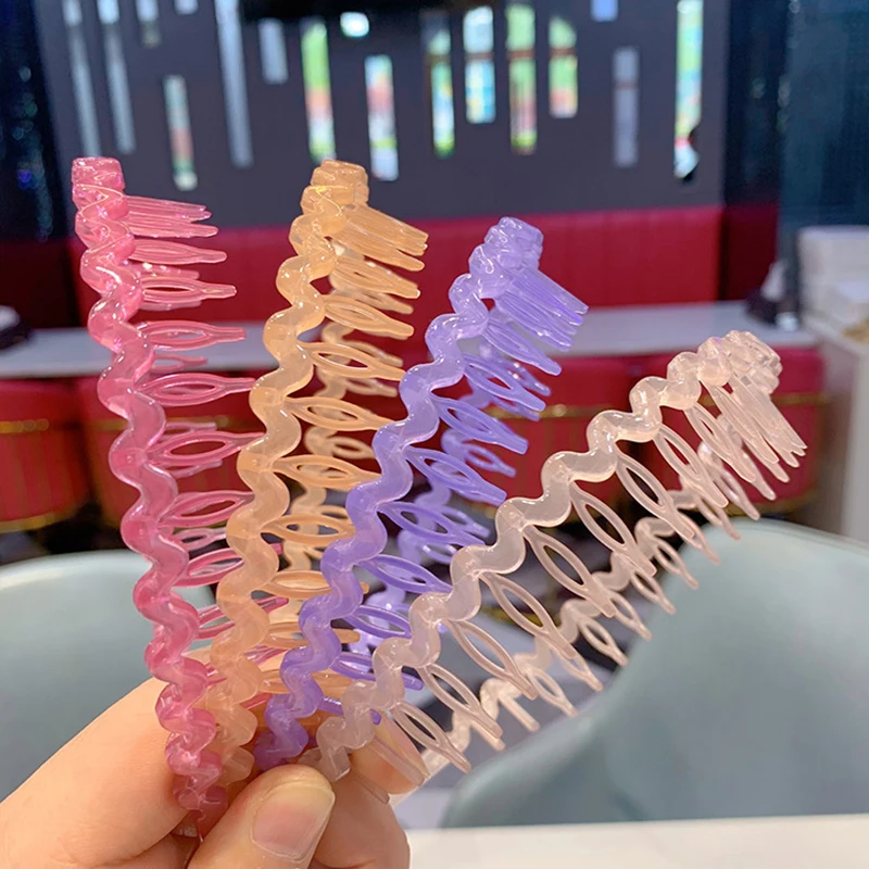 

Fashion Acrylic Wave Toothed Hair Bands headband for women Girls Bezel Headwear weavy Non-Slip Hair hoop Hair Accessories