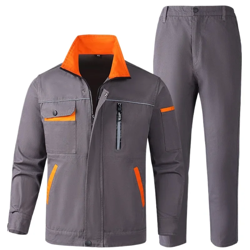 Cotton Spring and Autumn Reflective Strip Anti Scalding, Anti Cutting, Wear Resistant Workwear Workshop Clothing Work Clothes