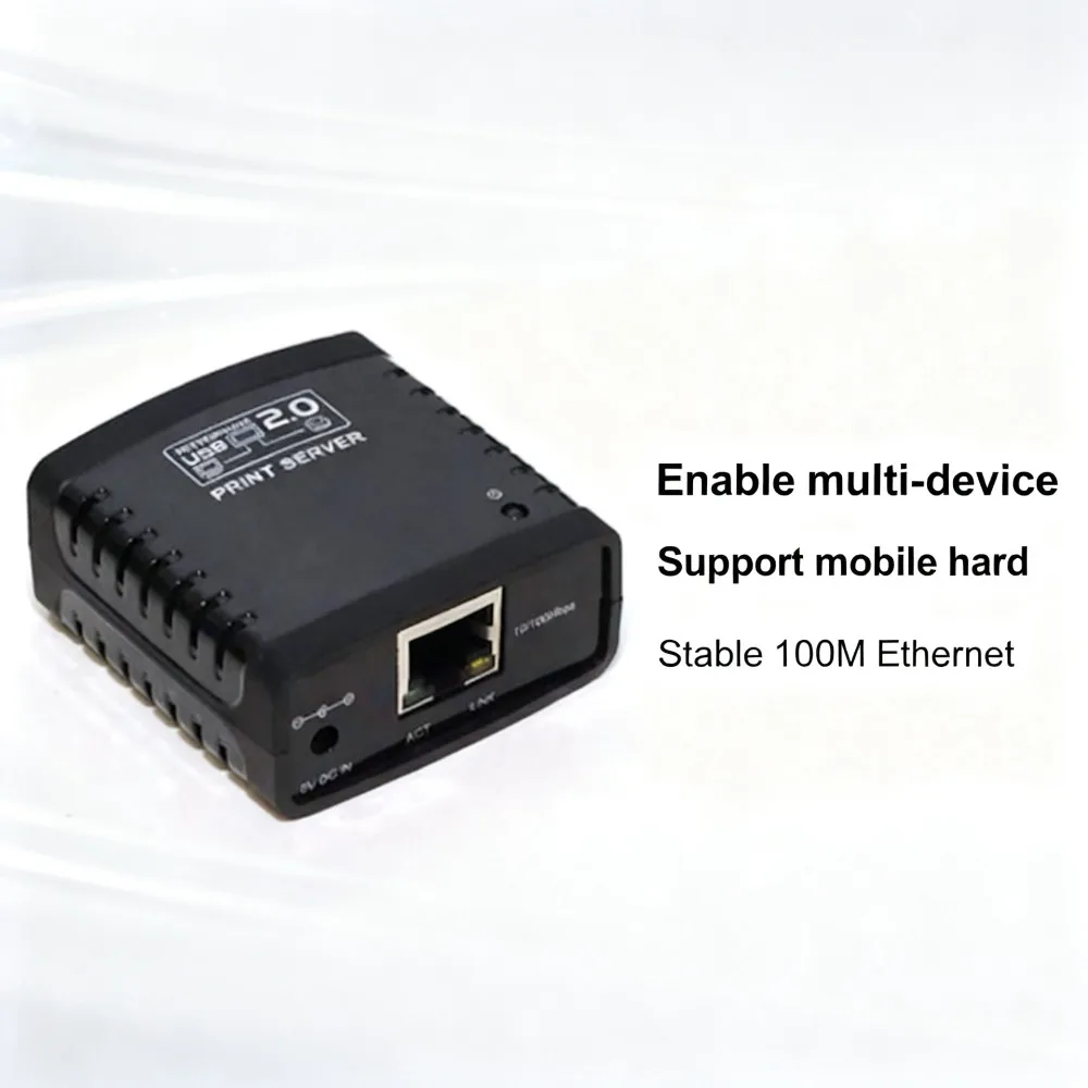 Adattatore di rete LAN USB 2.0 da 10/100 Mbps per server di stampa LPR, dispositivo di condivisione stampante USB per l'uso con più stampanti in ufficio - immagine 4