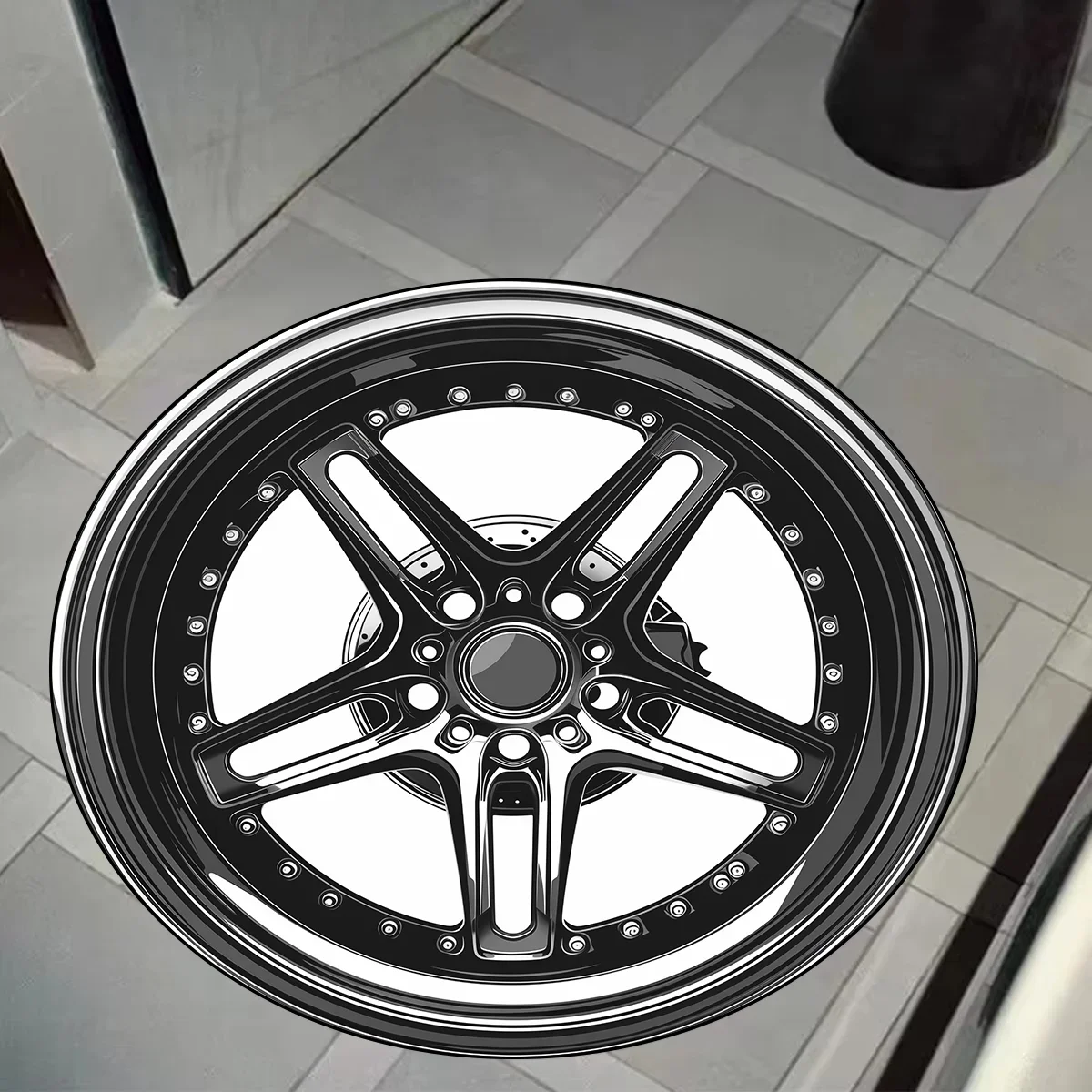 Creative Tire Shape Carpet Anti-slip Large Round Rug Car Hub Home Carpet Children Boys Bedroom Decoration Room Floor Chair Mat 3