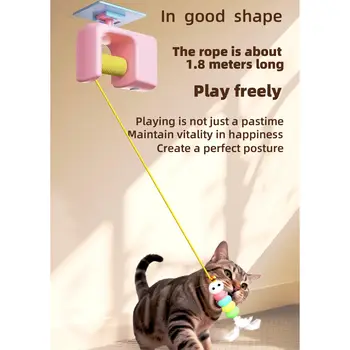 Teaser elettrico intelligente per gatti Porta sospesa Palline Yo-Yo Giocattolo divertente interattivo con giocattoli per gatti Forniture per gatti auto-intrattenimento per animali domestici