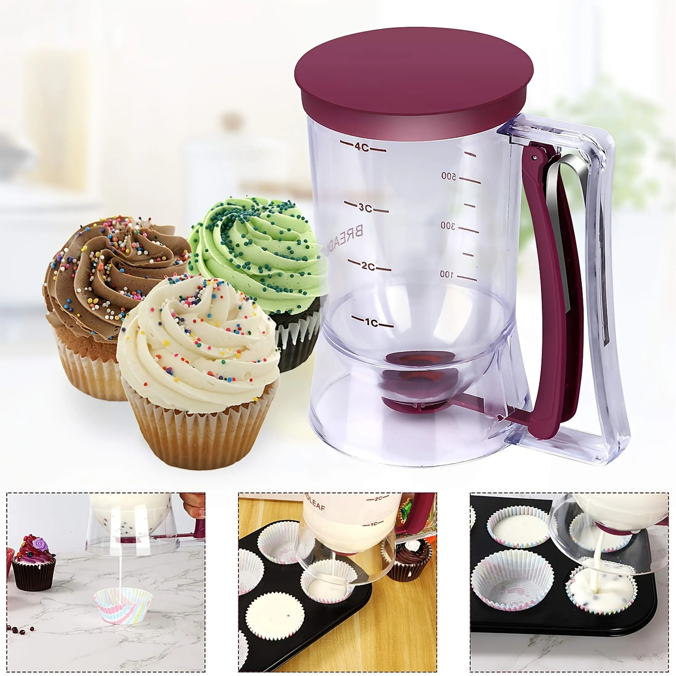 Batter Dispenser 1 Pc Pancake Cupcake Collapsible For Cupcakes Waffles Muffin Mixes or Any Baked Goods