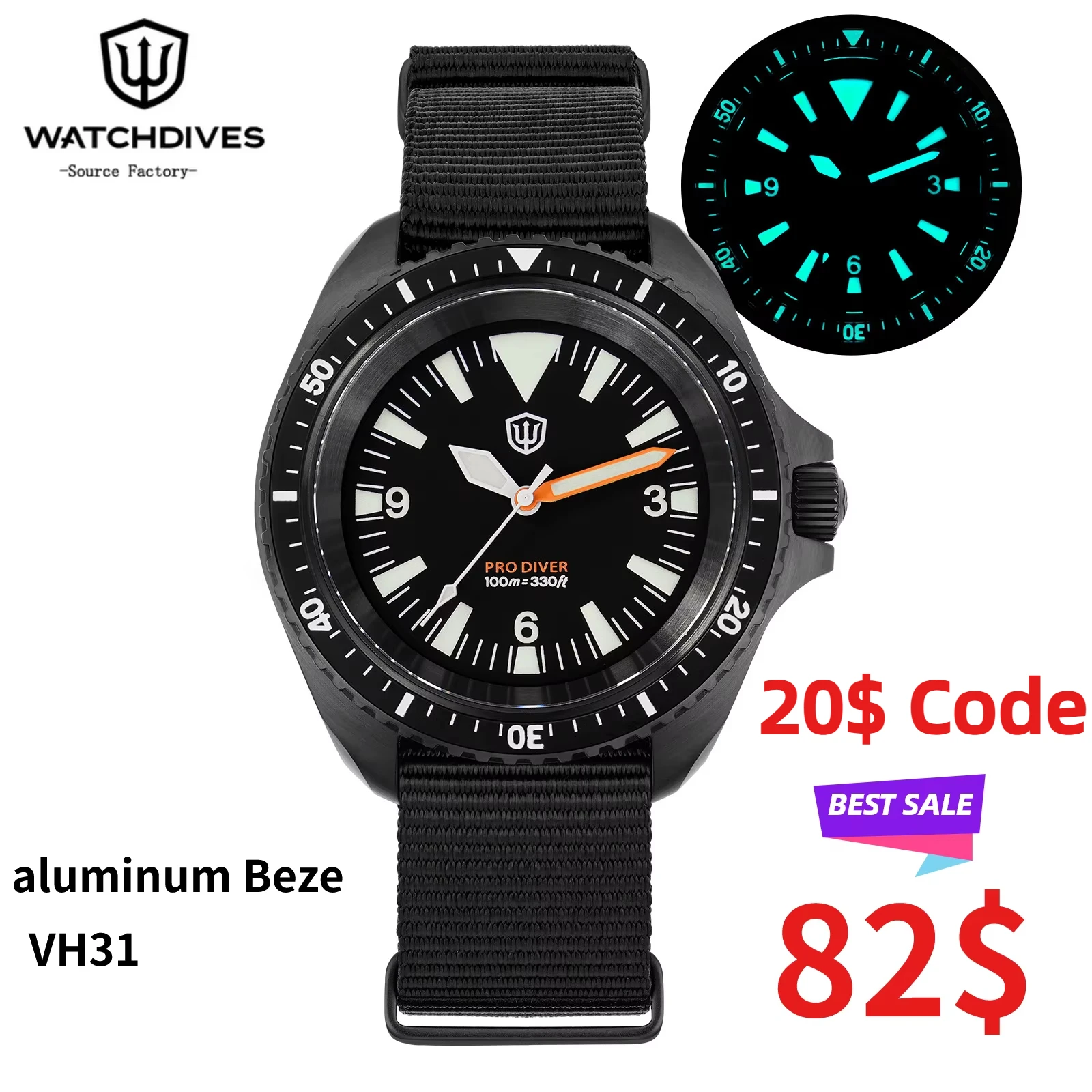 Watchdives WD1980 V3 Luxury Watch VH31 Sweep Seconds Quartz