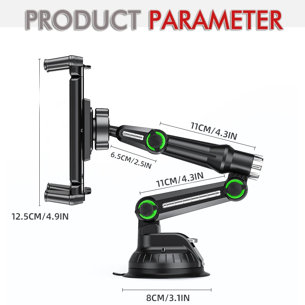 Universal Car Dashboard Tablet and Phone Holder with Suction Mount