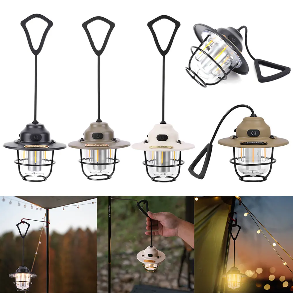 Camping Light 1200mAh Mini Metal Chandelier 2700K/6500K Retro Atmosphere Stepless Dimming Type C Charging for Fishing