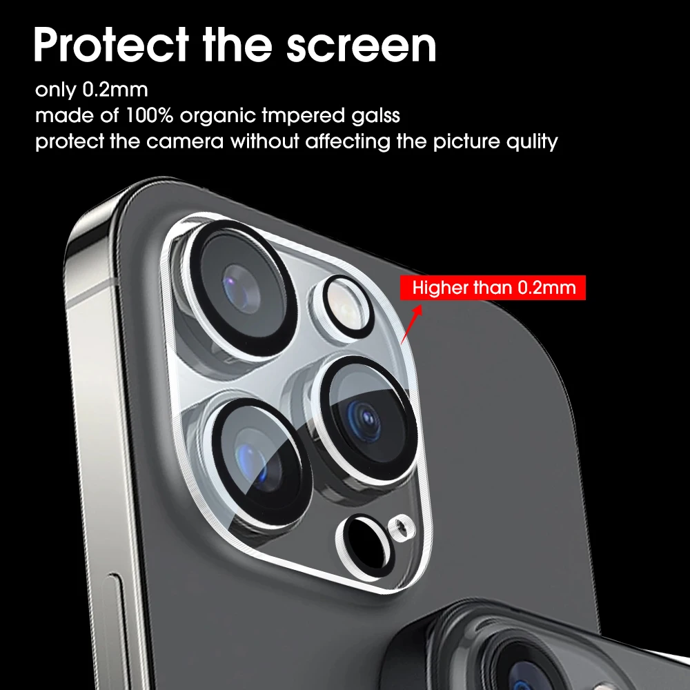 Protezione per obiettivo fotocamera per iPhone 13 14 15 16 Pro Max Plus, cover protettiva per schermo per iPhone 13 Mini, vetro temperato per obiettivo fotocamera - immagine 6