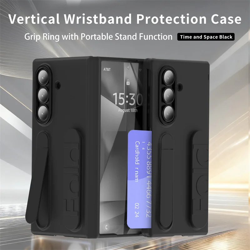 Wristband Holder Phone Case with Card and Pen Slots & Screen Protector Film Cover