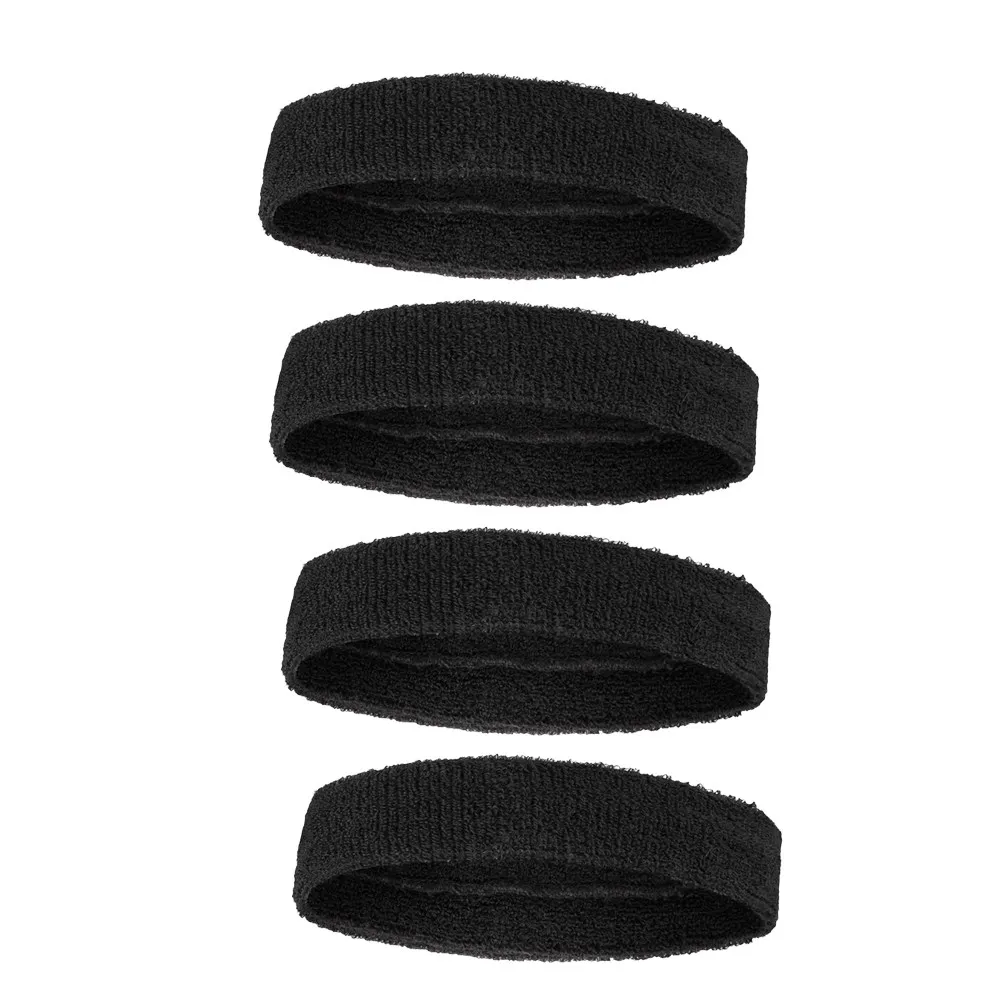 4Pcs 코튼 블렌드 스웨트 밴드 세트 여성용 통기성 탄성 머리띠 남성용 러닝 요가 테니스 농구 체육관 스파 페이셜 케어