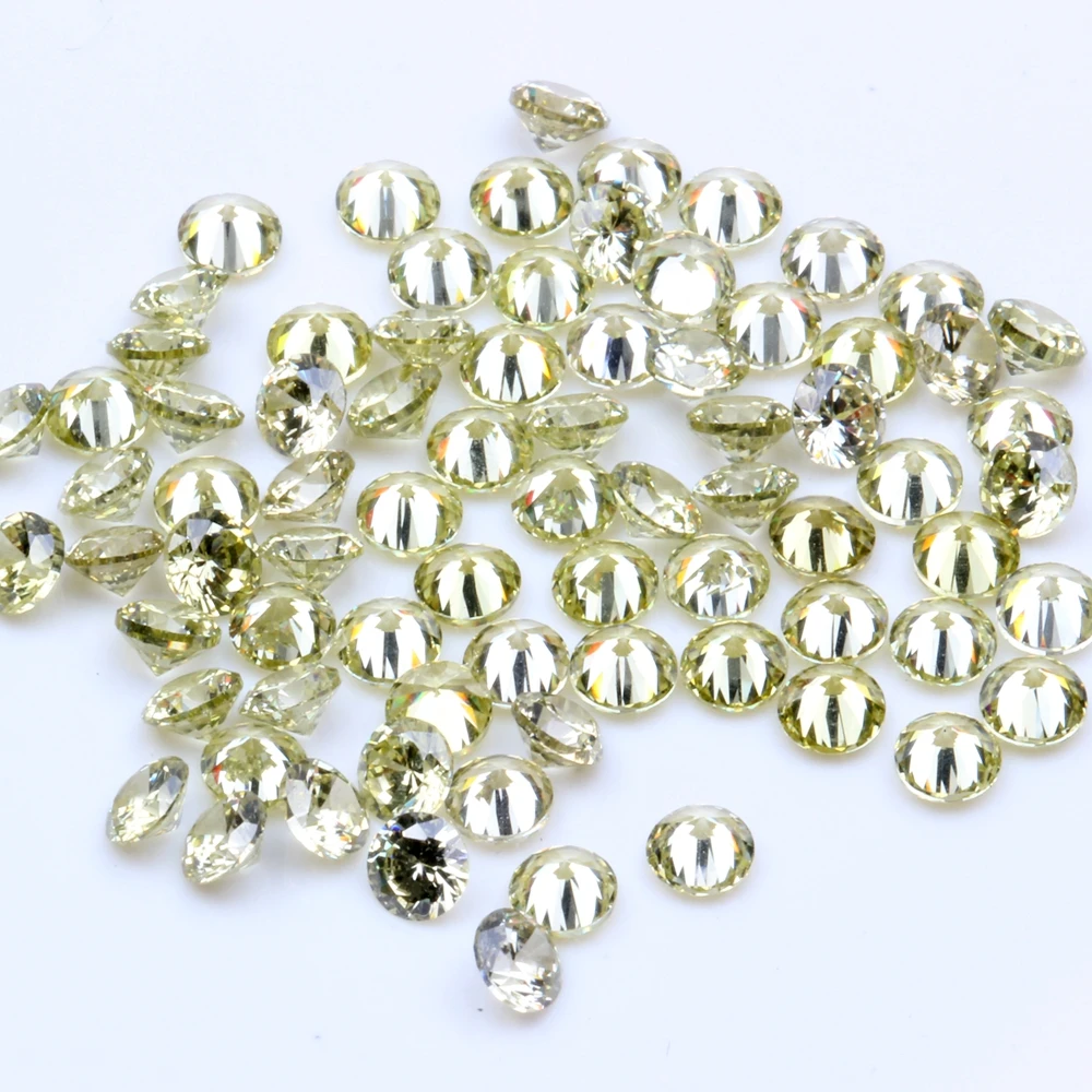 

1000pcs AAAAA+ 1.0-4.0mm CZ Stone Round Cut Beads Light Yellow Color Cubic Zirconia Synthetic Gems For Jewelry