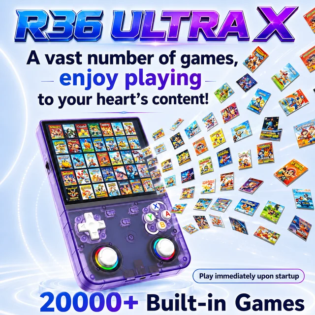 Console de jeu portable R36 Ultra X Retro, écran IPS 4,5 pouces, 64 Go 128 Go, lecteur de jeux portable, plus de 20000 jeux classiques intégrés 1