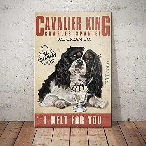 English Jumping Retriever Dog Retro Metal Tin Signs Cavalier King I Melt For You Restaurant Cafe Living Room Kitchen