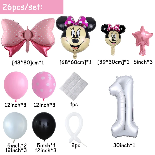 12 Globos Minnie Mouse 65 cm