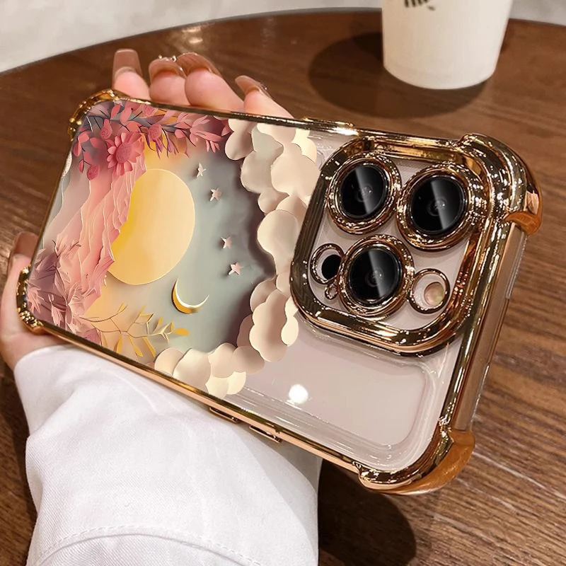 Elegant Landscape Design Shockproof Phone Case - Luxury Plating Clear Finish